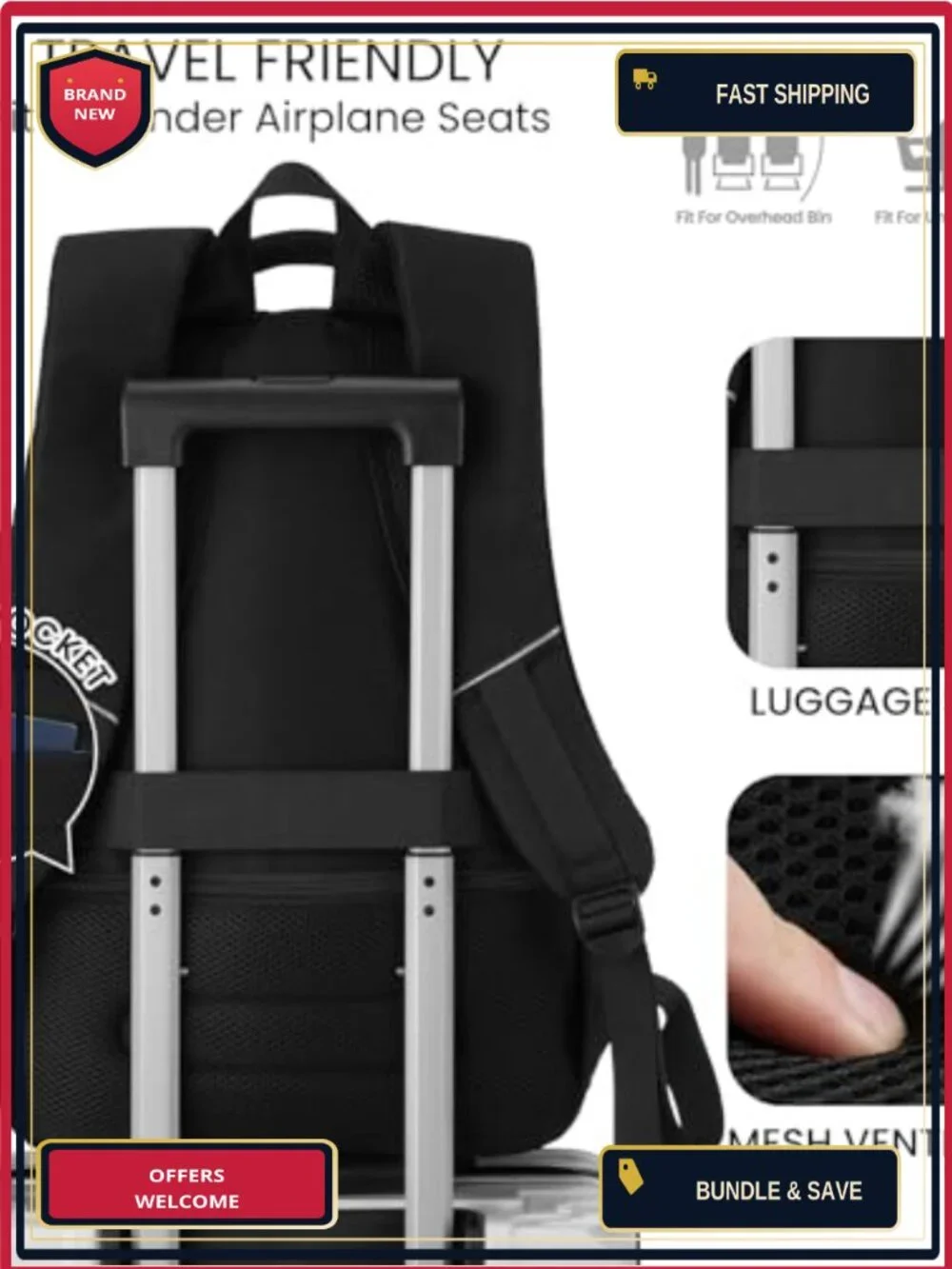 Backpack for School Teens and Adults, College Bookbag with USB Charging Port,
